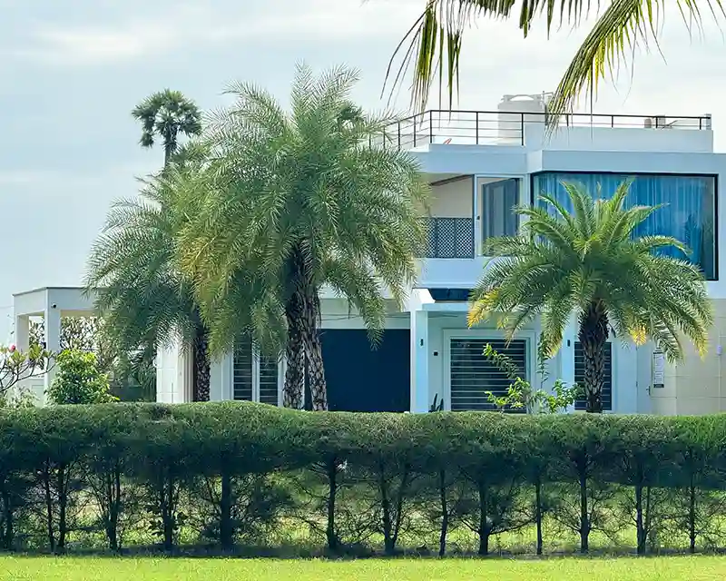 Ultra luxury private beach villa on ECR with swimming pool, modern interiors, and direct beach access.