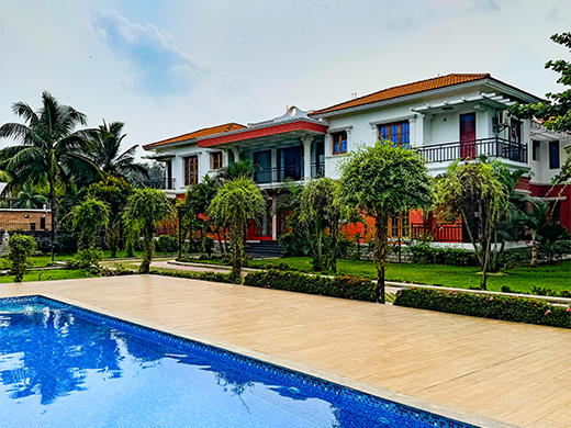 Private swimming pool at Amrith Palace in ECR Chennai offers refreshing leisure and calm relaxation