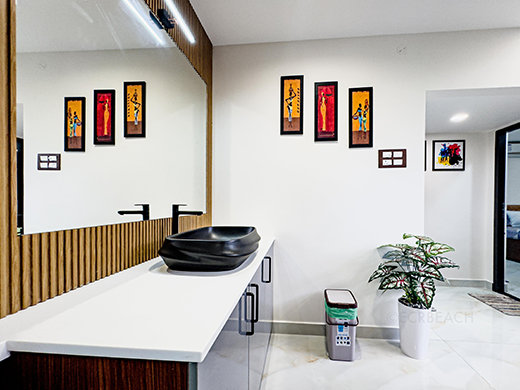 Clean and spacious bathroom in Breezyy Bayy Villa at ECR Chennai offers comfort and hygiene