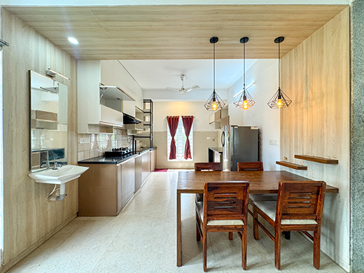 Modern kitchen inside The Landmark Villa in ECR Chennai supports convenient family and group stays