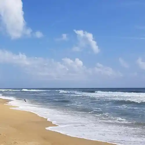 Thiruvidanthai Beach near ECR Chennai known for calm waters and less crowded coastline.